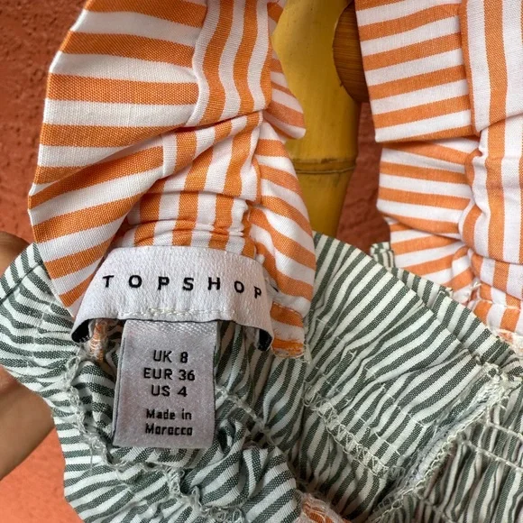 TopShop Gray and Terracotta Smocked Dress - Picture 6 of 7